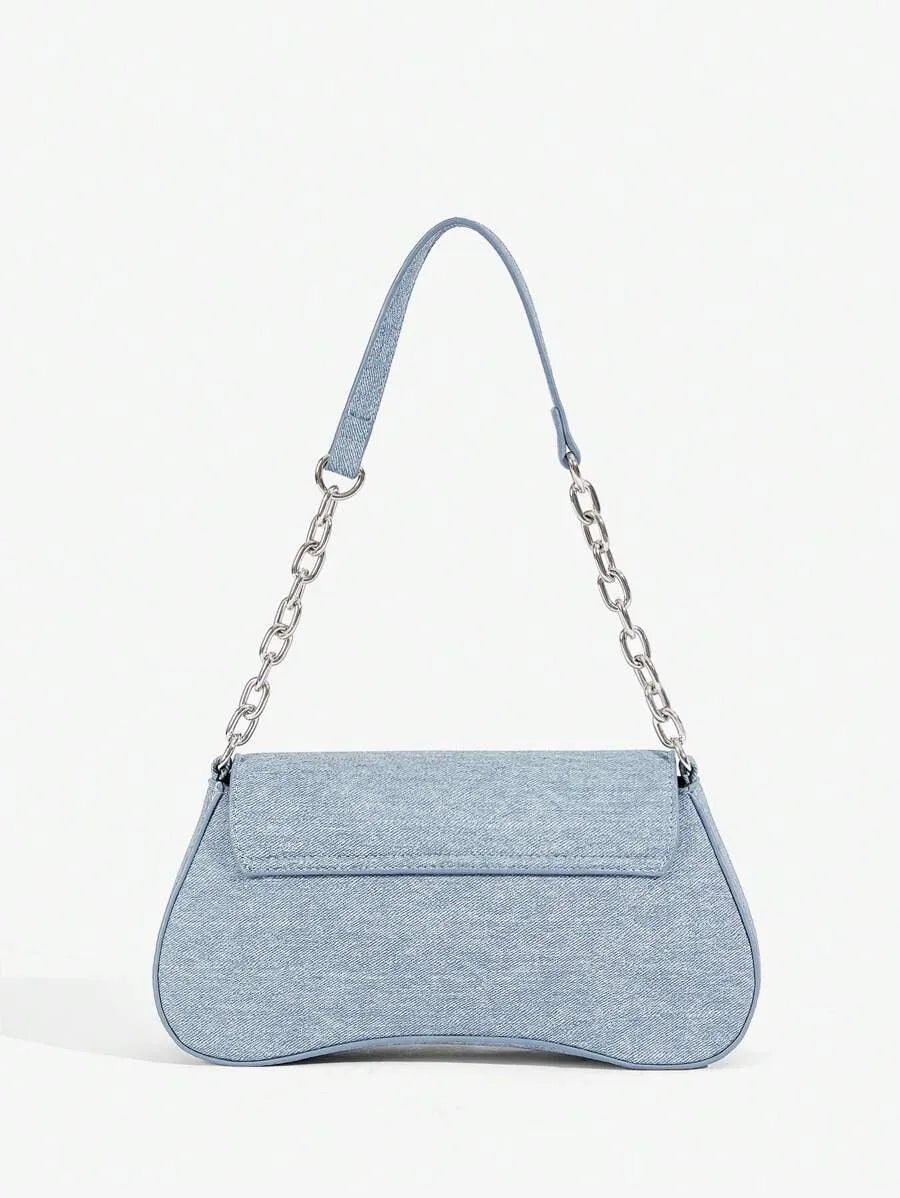 Women's Shoulder Hobo Bag With Metal Chain Strap Retro Y2K Vintage Fashion Icon Style Versatile Casual Street Crossbody Purse For Women